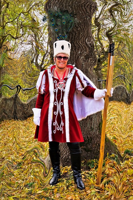 Ein Bauer Ornat für eine Dame im Dreigestirn genäht in der Karnevalsschneiderei arenz Dernbach.